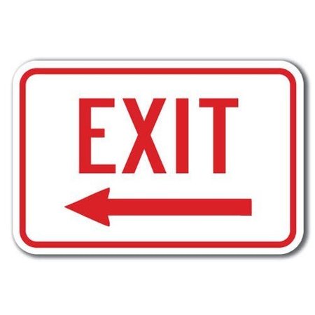 SIGNMISSION Safety Sign, 12 in Height, Aluminum, 18 in Length, Enter-Exit Signs - Exit w left A-1218 Enter-Exit Signs - Exit w left